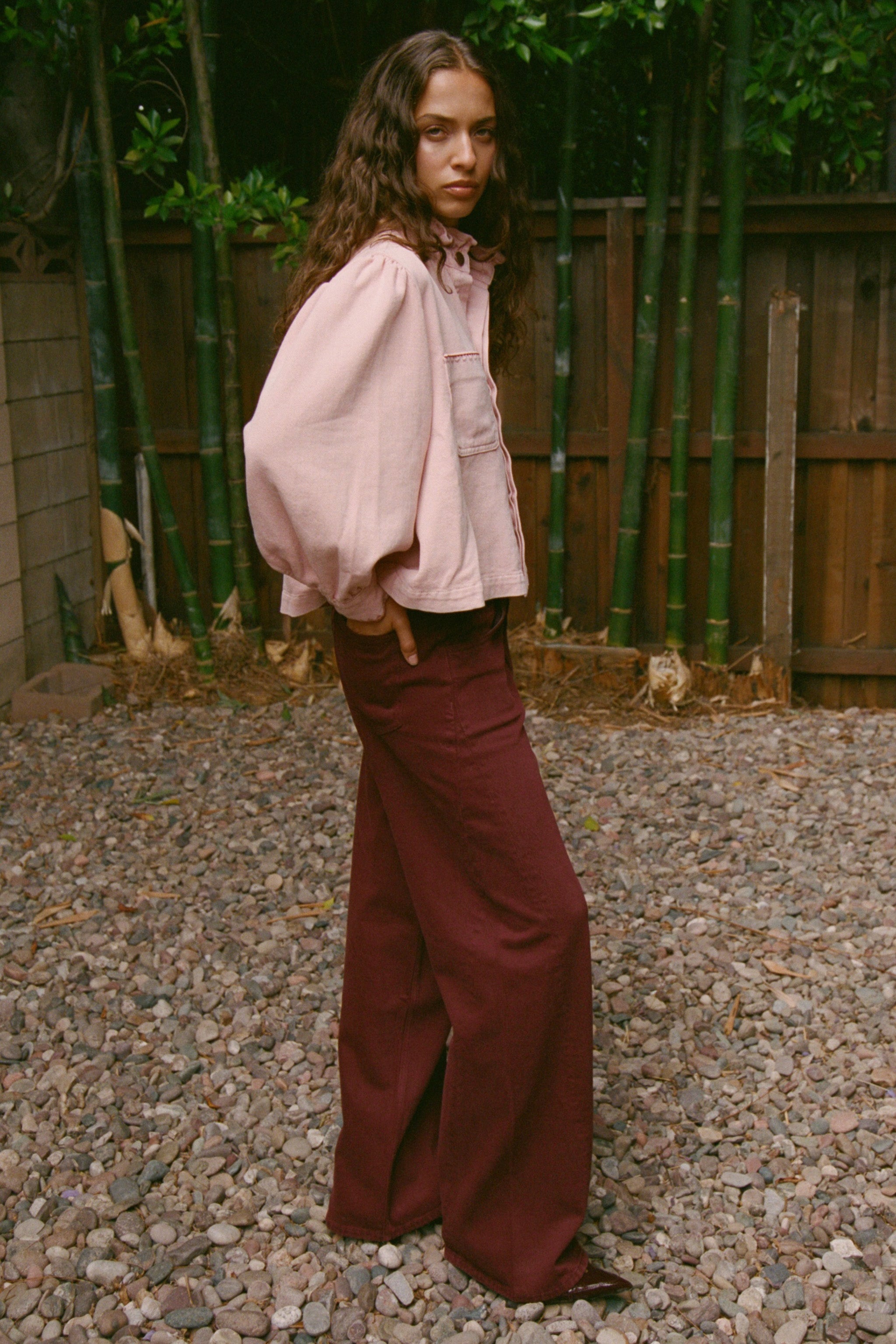 Gracie Twisted Low Rise Jean in Mulberry