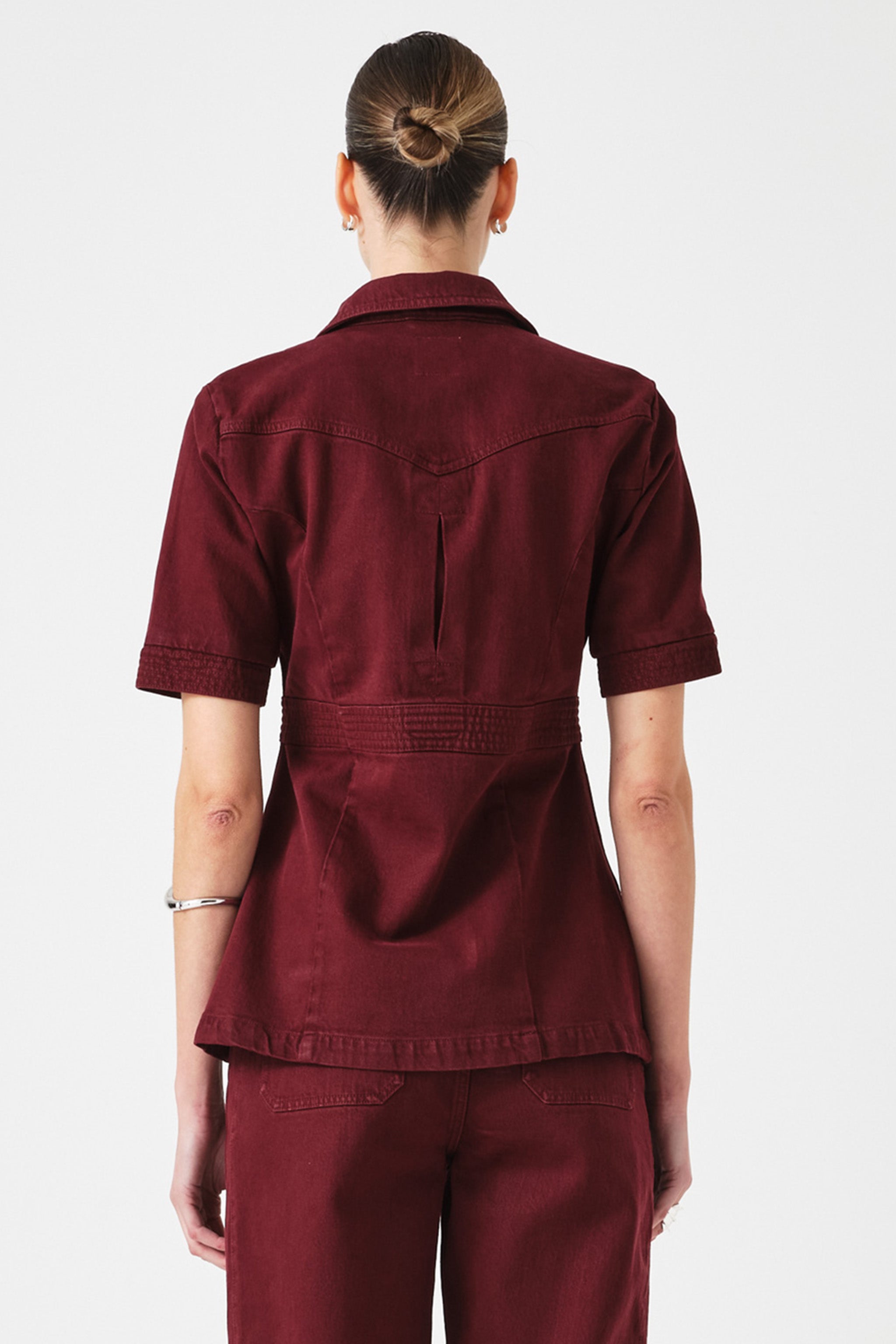 Ani Half Sleeve Denim Jacket in Mulberry