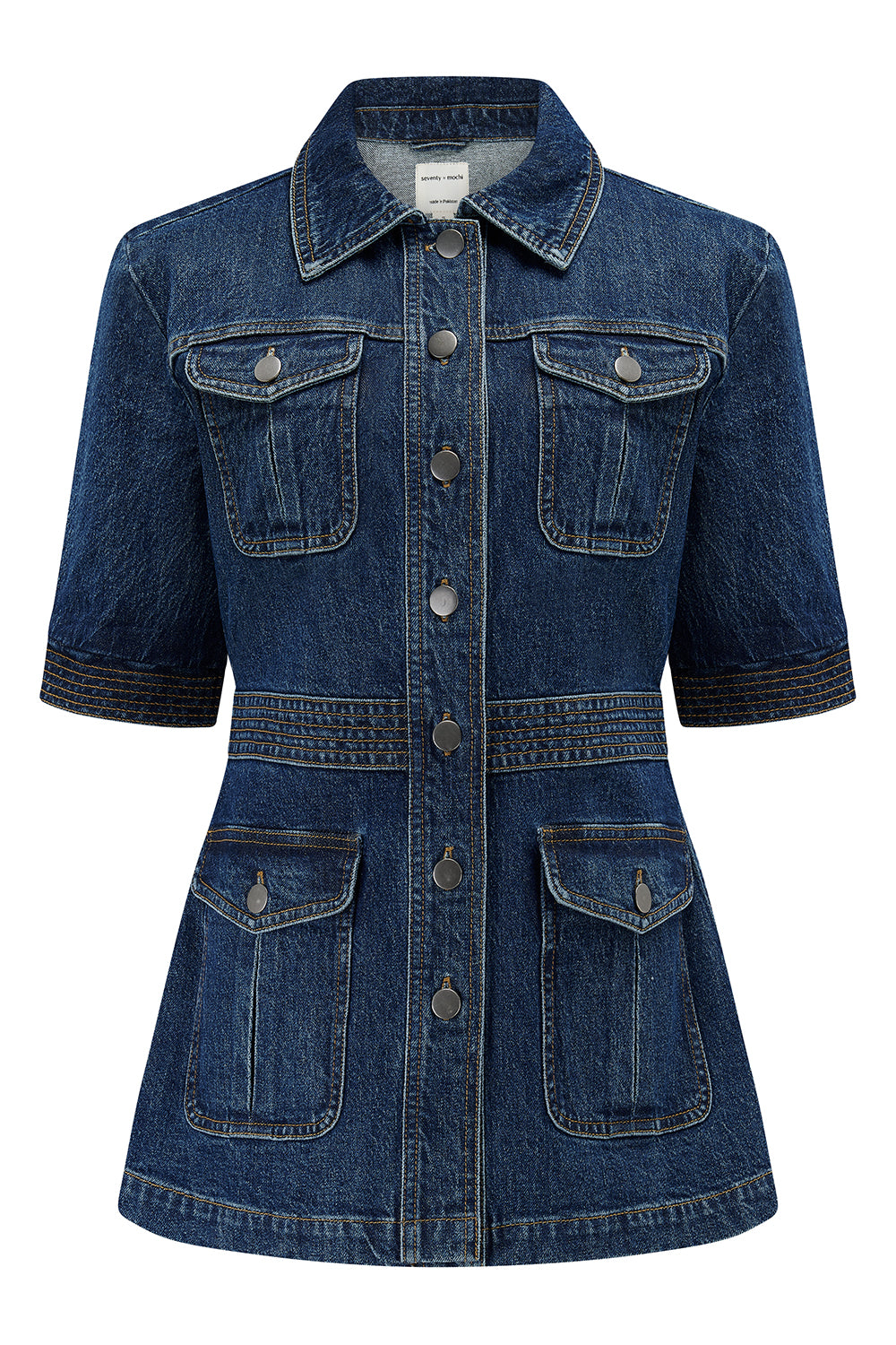 Ani Half Sleeve Denim Jacket in Idaho