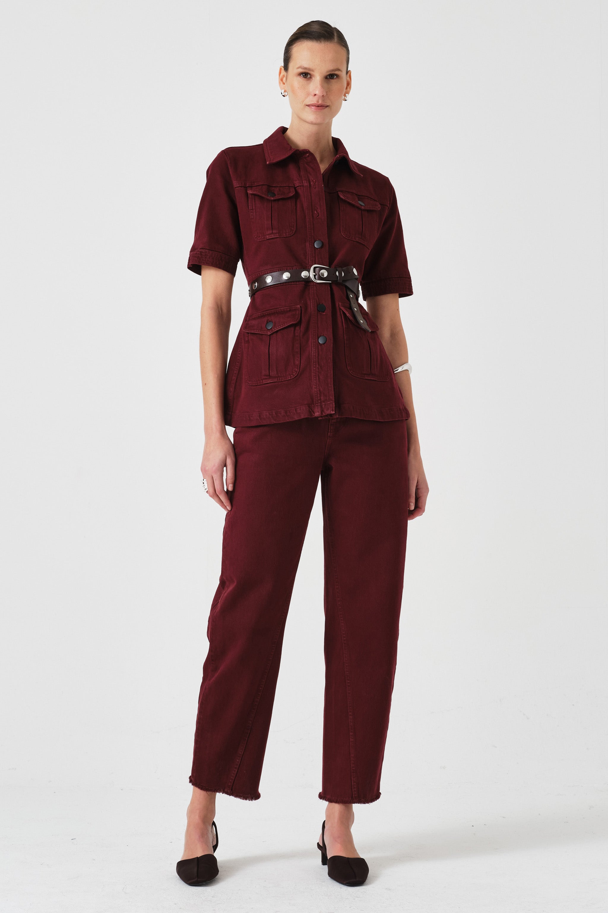 Bo Barrel Leg Twisted Jean in Mulberry