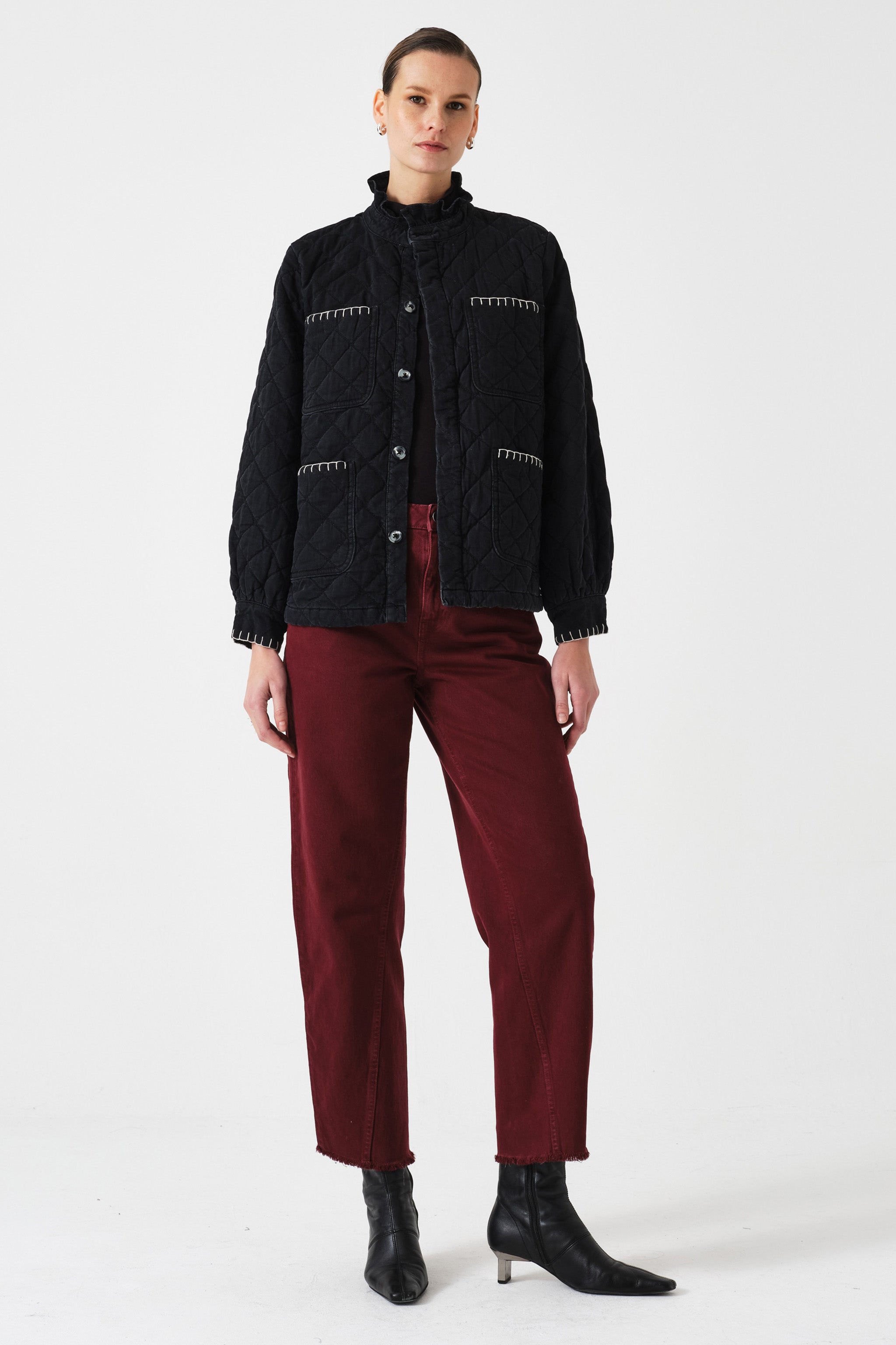 Bo Barrel Leg Twisted Jean in Mulberry