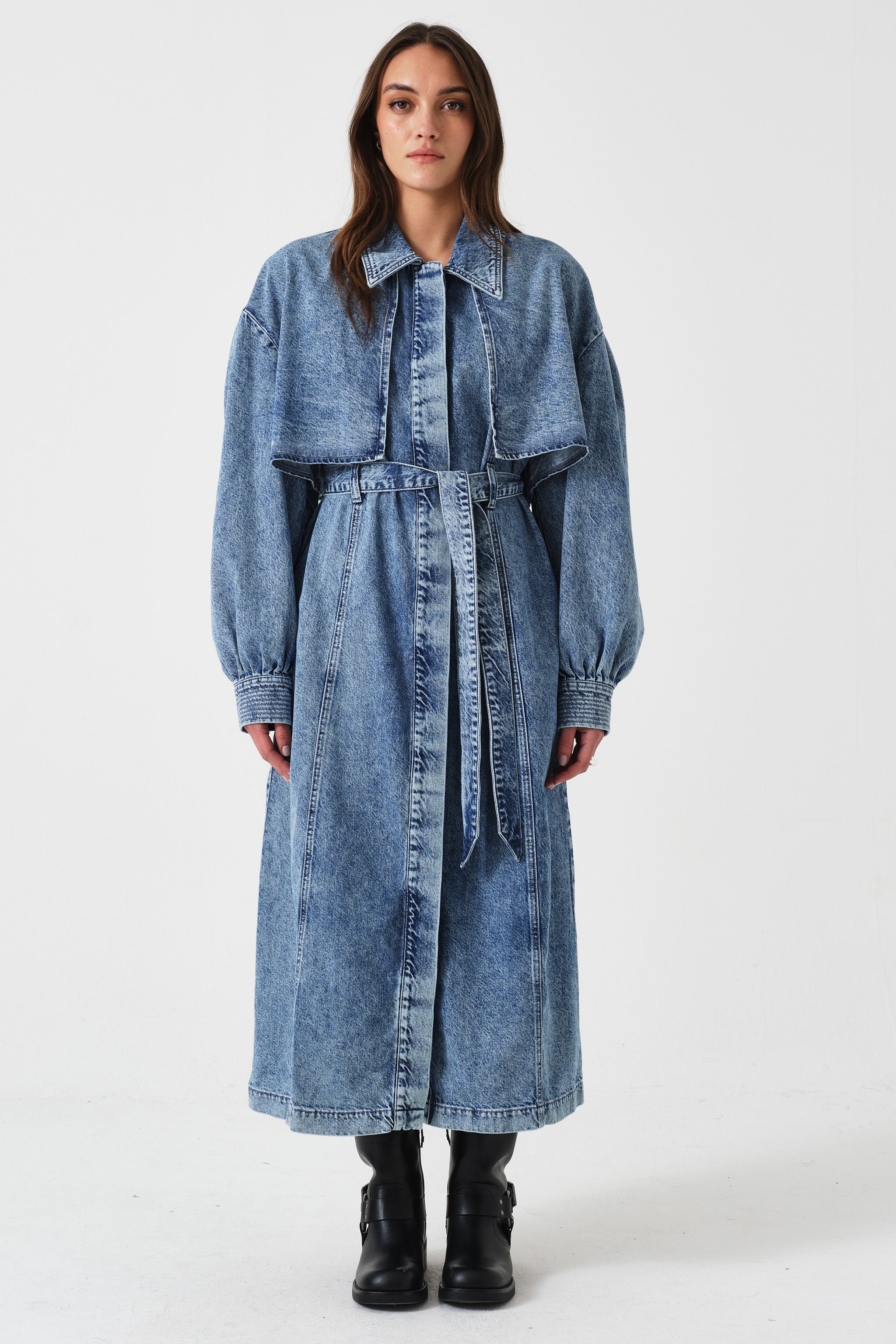 Bonnie Denim Trench in Newport