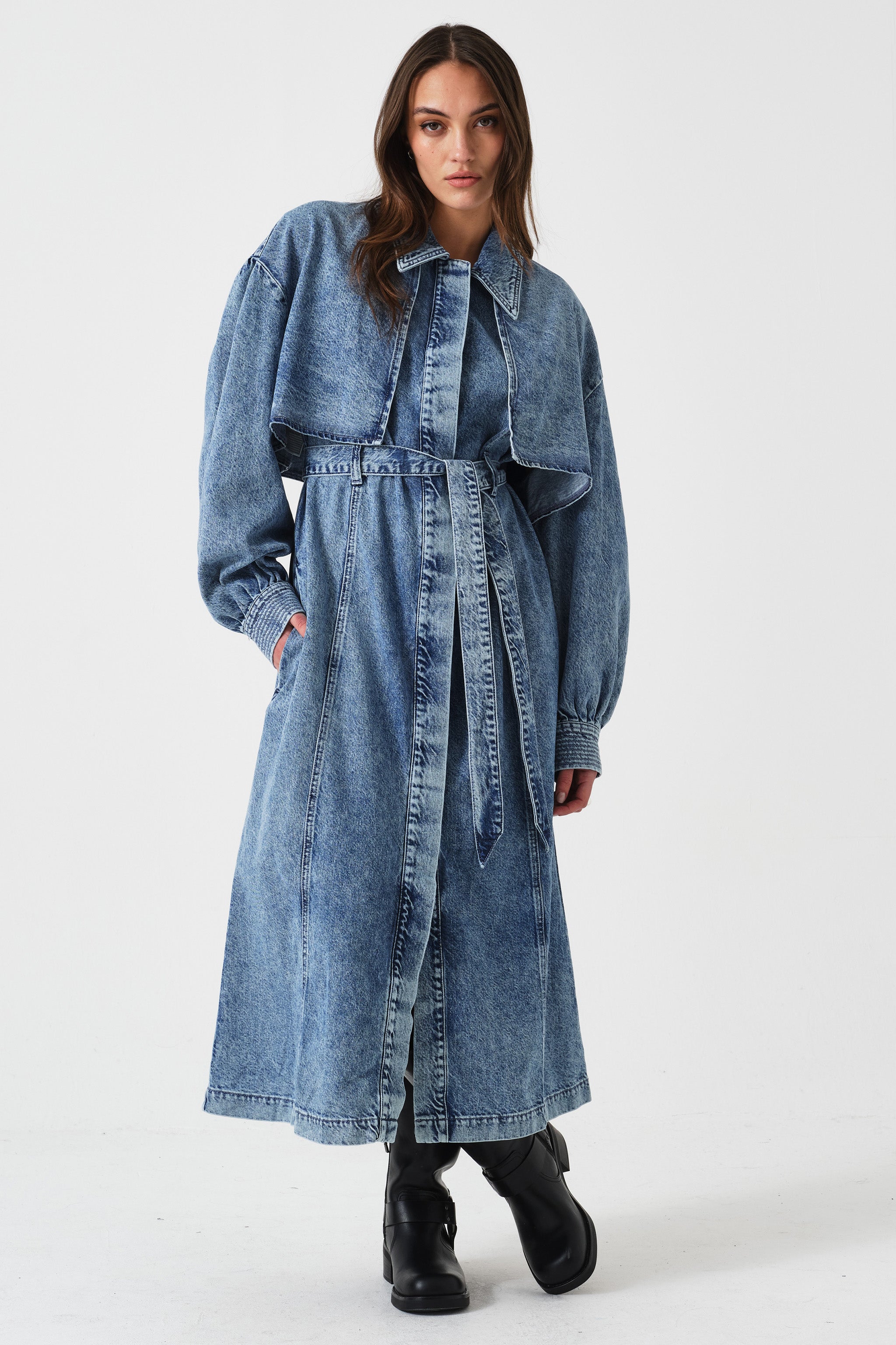 Bonnie Denim Trench in Newport