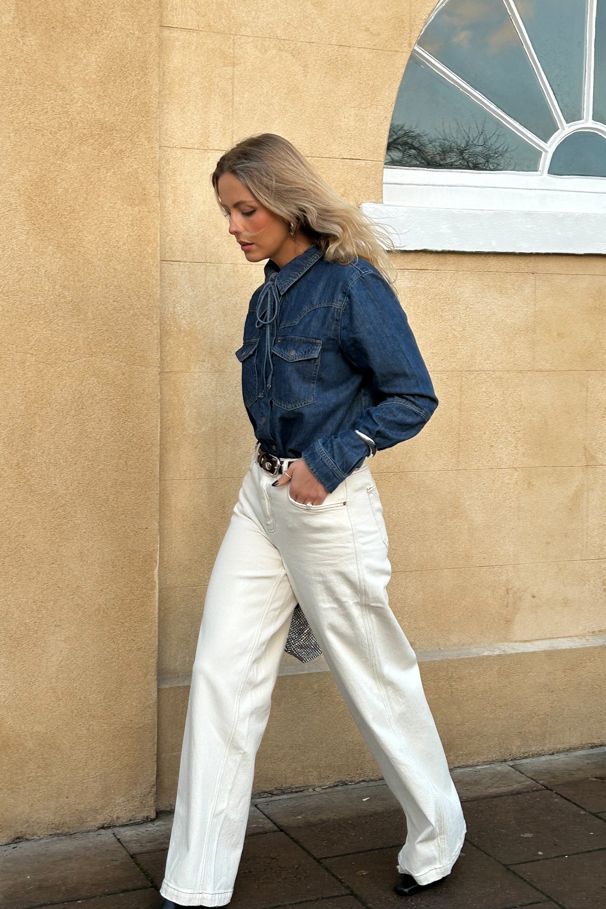 Bay Wide Leg Jean in Ecru