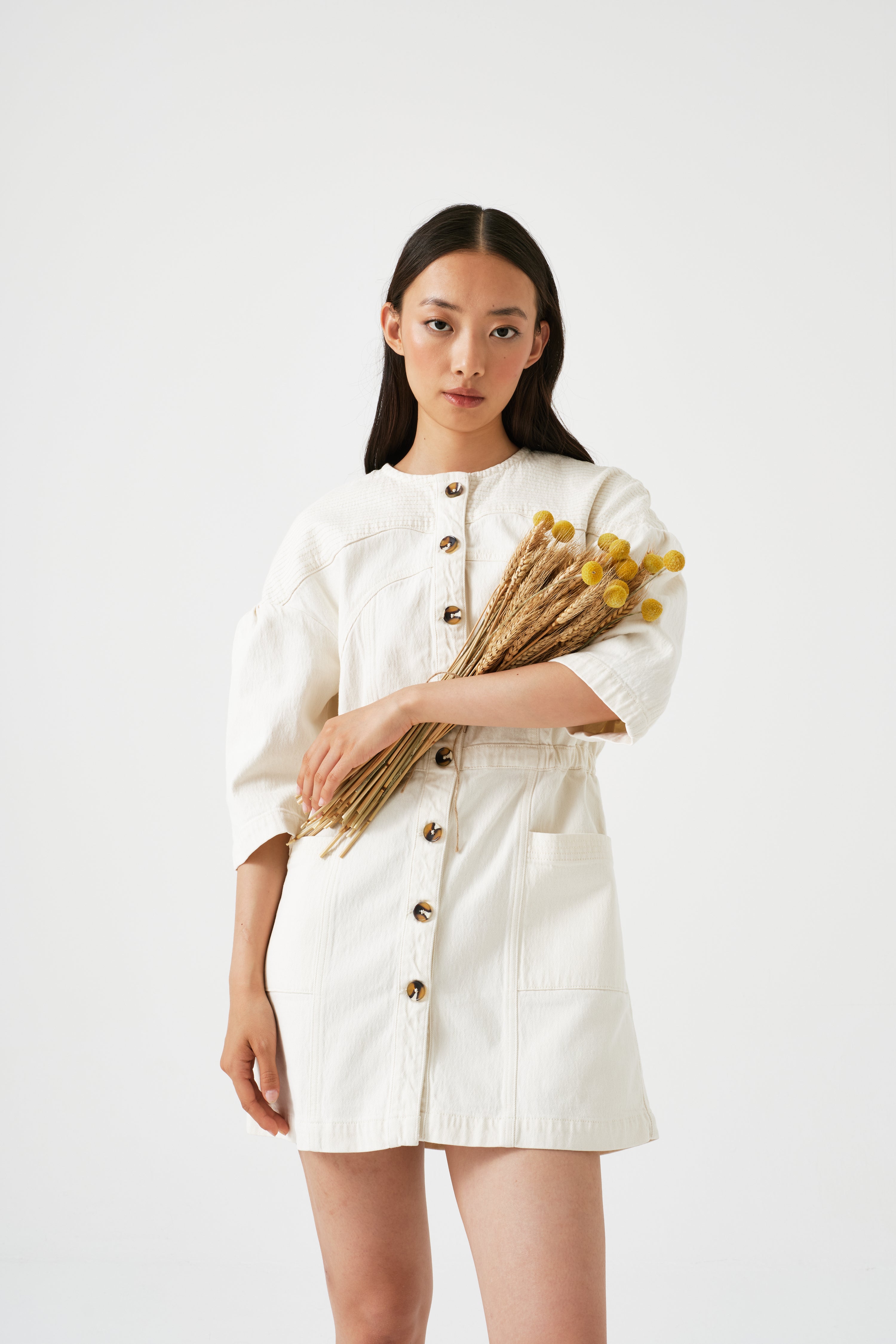 Zaha Mini Dress in Ecru