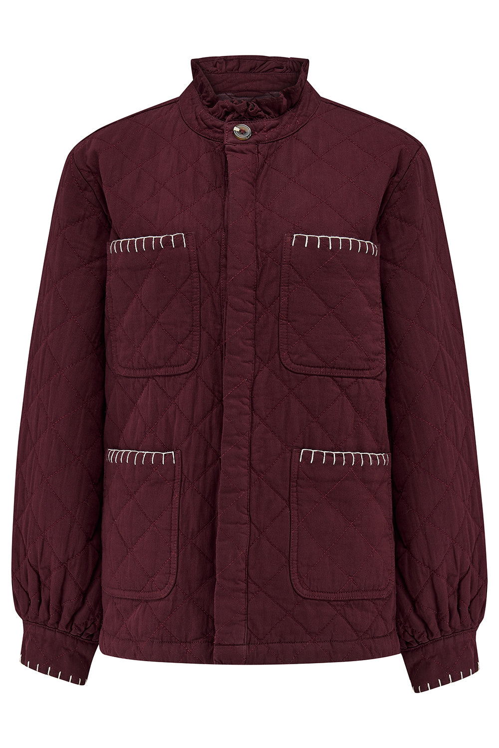 Pablo Quilted Denim Jacket in Mulberry