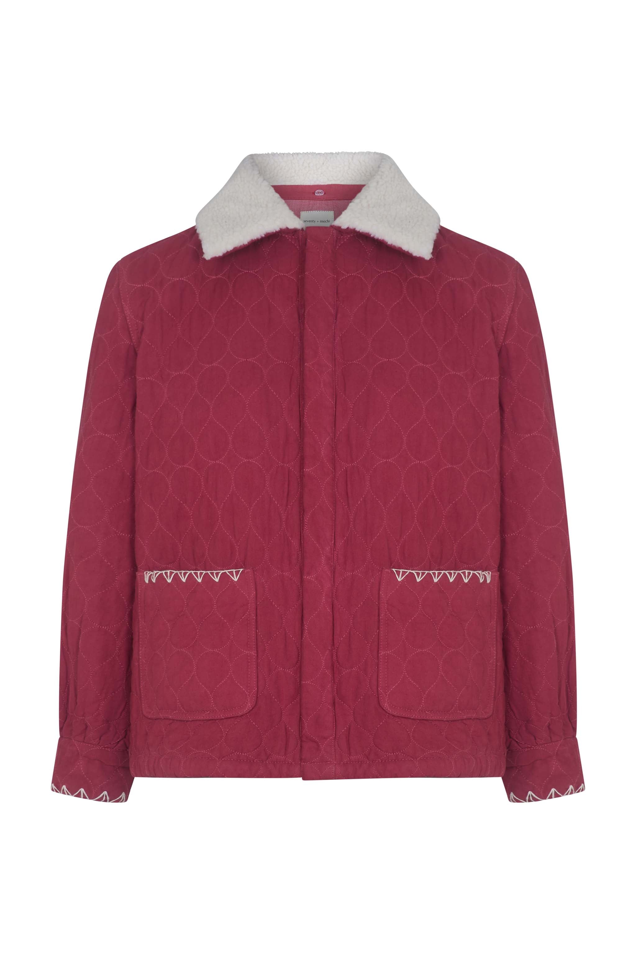 Frida Sherpa Collar Quilted Jacket in Faded Rose