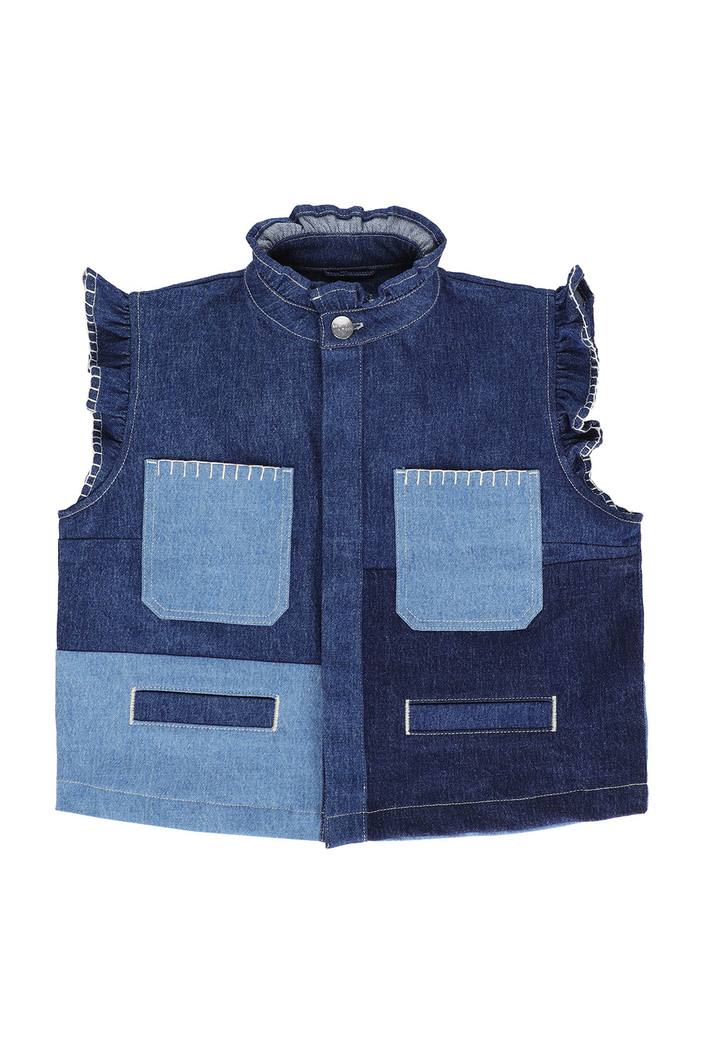 Pablo Vest in Patched Denim